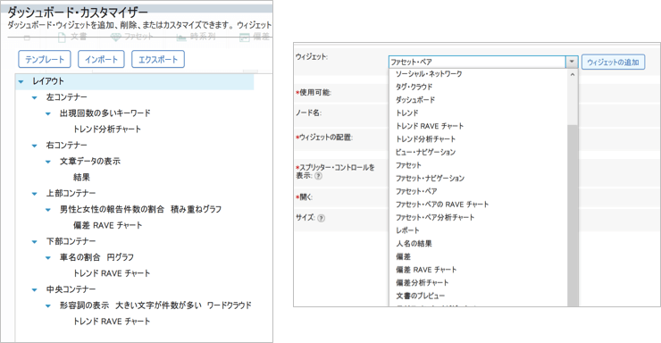 ダッシュボードカスタマイザー機能