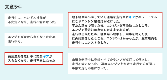 「ギア」を含む文章全体が分析対象から除外されてしまいます。